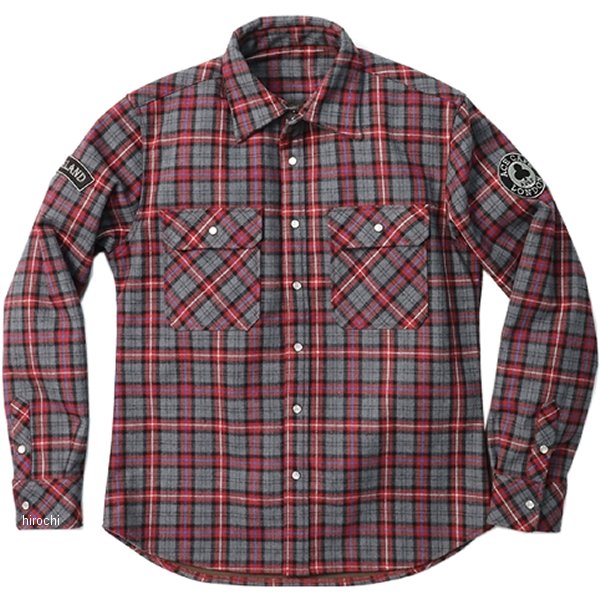 AS2301WS エースカフェロンドン ACE CAFE LONDON 秋冬モデル ウインドブロックウォームシャツ グレー/赤 XLサイズ