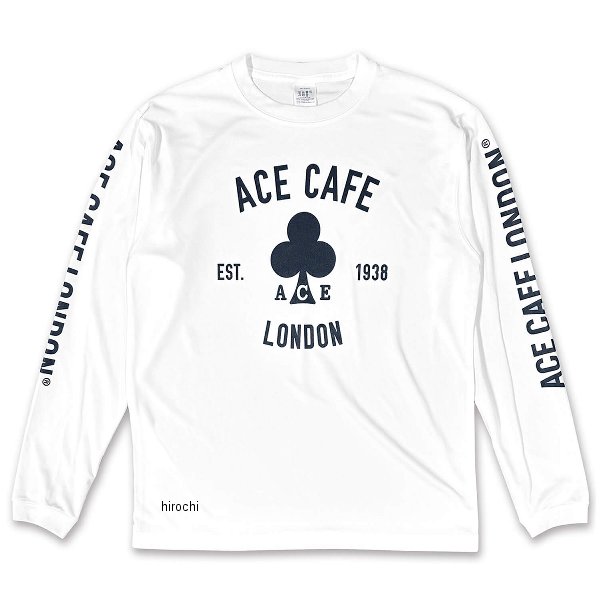 AA001DL エースカフェロンドン ACE CAFE LONDON DRY-ロングTシャツ EST.1938 白 Lサイズ