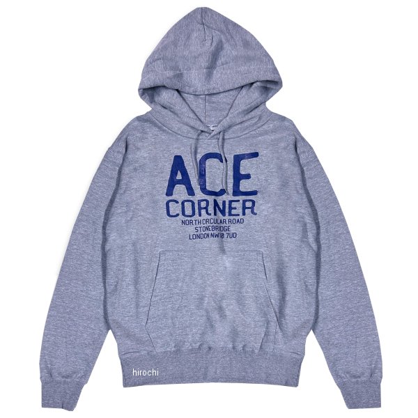 AC001PP エースカフェロンドン ACE CAFE LONDON 秋冬モデル プルオーバー フーディー ACE CORNER ヘザーグレー Lサイズ