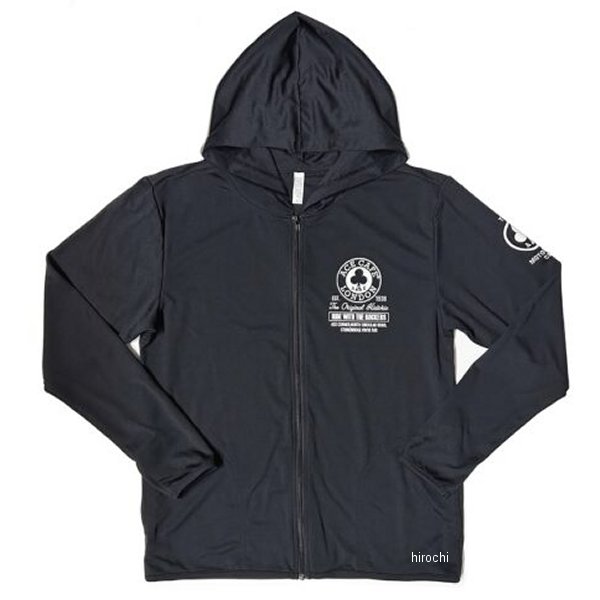 AC001DP エースカフェロンドン ACE CAFE LONDON 春夏モデル DRYフーディ ヒストリック サークル 黒 Mサイズ