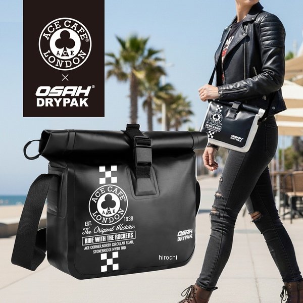 AMB100WP エースカフェロンドン ACE CAFE LONDON ACE CAFE×OSAH DRYPAK ウォータープルーフ ワンショルダーバッグ ブラック/ブラック 2L