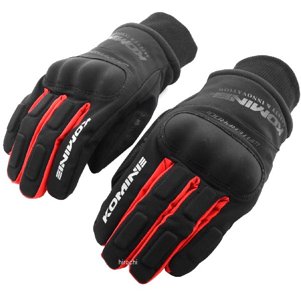 GK-816 コミネ KOMINE 秋冬モデル WPプロテクトウインターグローブ-キトラ 黒/赤 Lサイズ