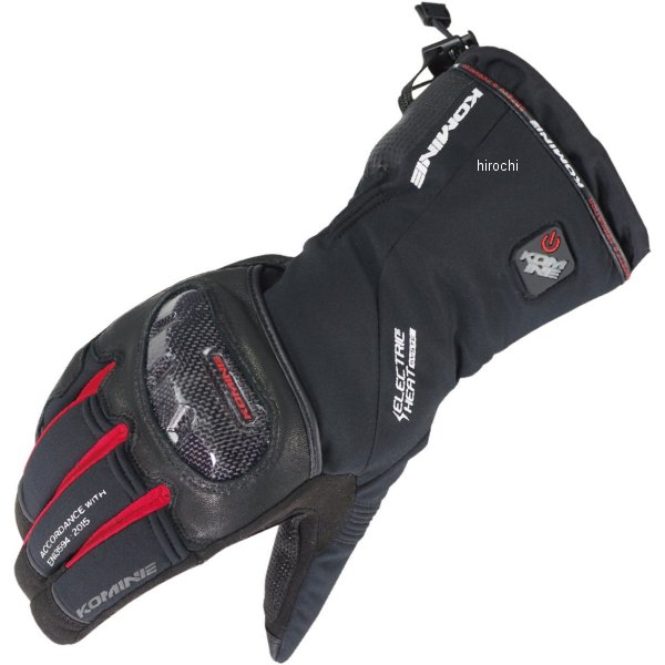 EK-200 コミネ KOMINE 秋冬モデル カーボンプロテクトエレクトリックグローブ 黒/赤 Mサイズ