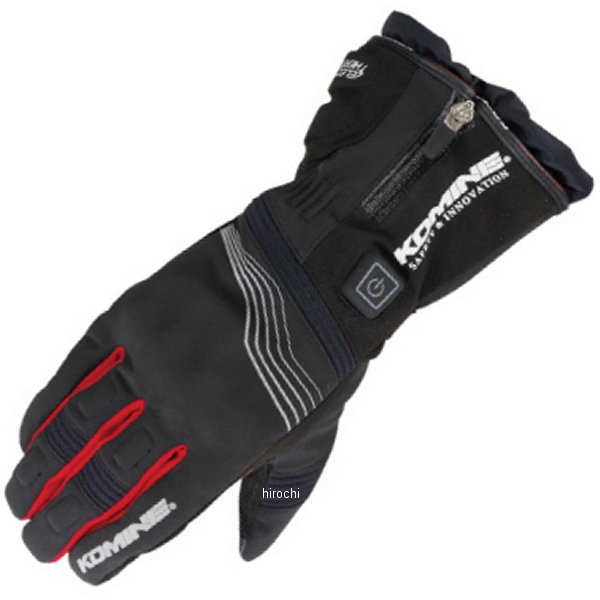 EK-201 コミネ KOMINE 秋冬モデル プロテクトエレクトリックグローブ12V 黒/赤 XSサイズ