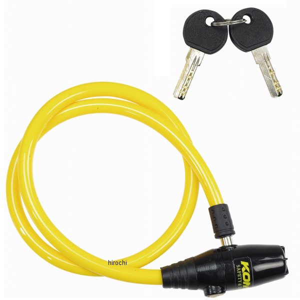 LK-124 コミネ KOMINE アラームワイヤーヘルメットロック 黒/イエロー