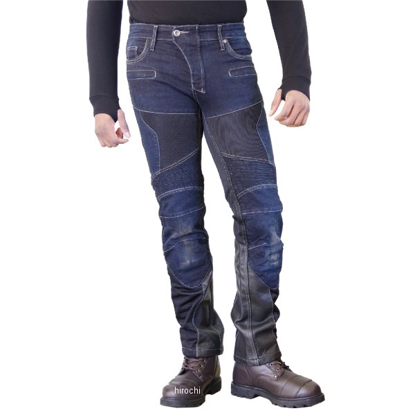 WJ-741S コミネ KOMINE 春夏モデル スーパーフィットプロテクトレザーメッシュジーンズ ディープインディゴ M/30サイズ
