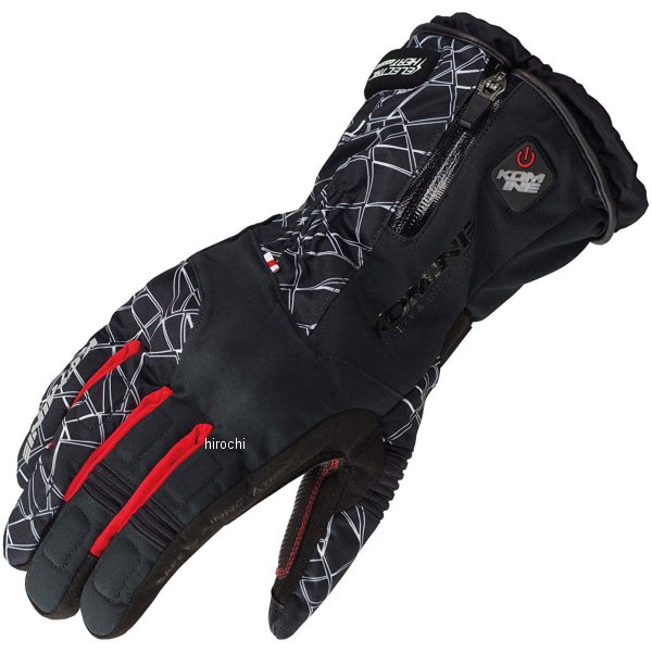 EK-205 コミネ KOMINE 秋冬モデル アドバンスド プロテクトエレクトリックグローブ クラッシュブラック/赤 Sサイズ