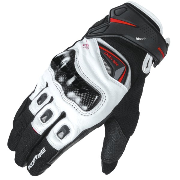 GK-224 コミネ KOMINE 春夏モデル カーボンプロテクトレザーメッシュグローブ 白/黒 2XLサイズ