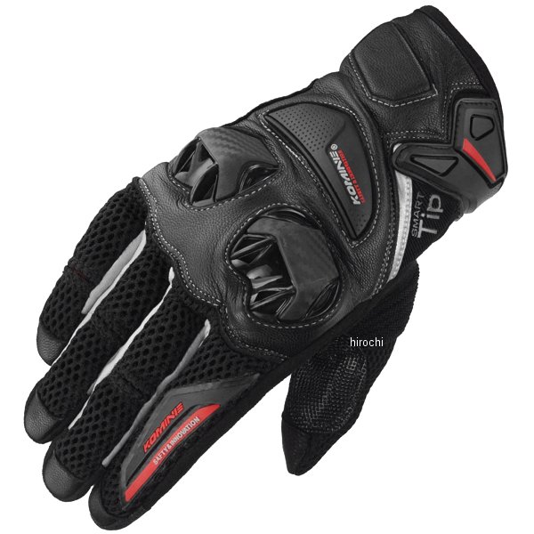 GK-234 コミネ KOMINE 春夏モデル プロテクトレザーメッシュグローブ 黒/シルバー XLサイズ