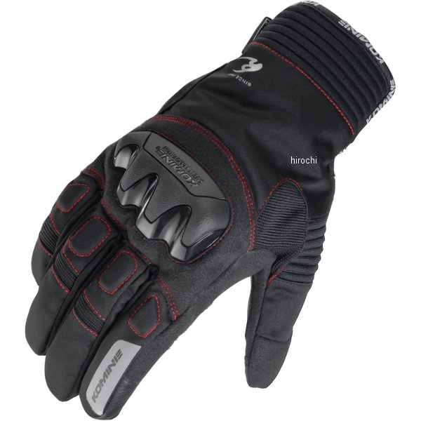 GK-834 コミネ KOMINE 秋冬モデル プロテクトウインターグローブ 黒/赤 2XLサイズ