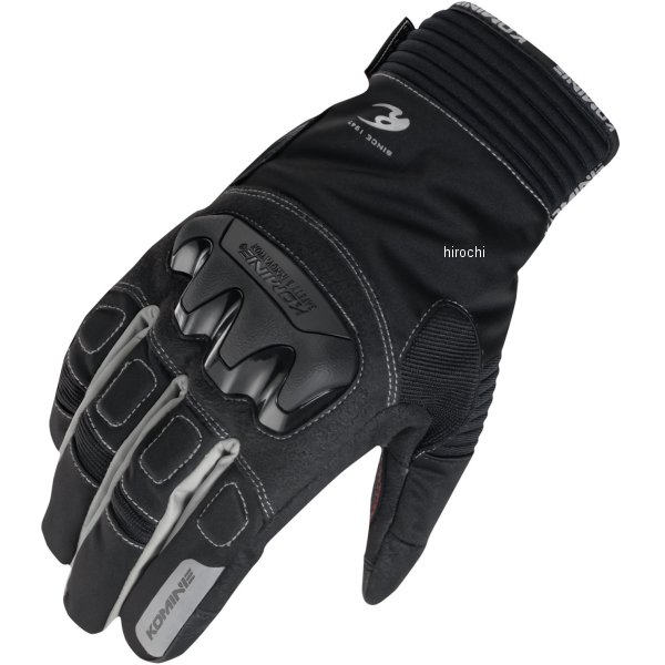 GK-834 コミネ KOMINE 秋冬モデル プロテクトウインターグローブ 黒/シルバー 2XLサイズ