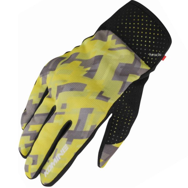 GK-233 コミネ KOMINE 春夏モデル プロテクトライディングメッシュグローブ プレイドイエロー XLサイズ