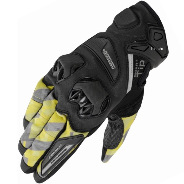 GK-234 コミネ KOMINE 春夏モデル プロテクトレザーメッシュグローブ プレイドイエロー 2XLサイズ