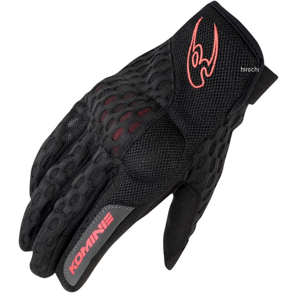 GK-243 コミネ KOMINE 春夏モデル プロテクトクーリングメッシュグローブ 黒/赤 Mサイズ