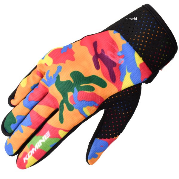 GK-233 コミネ KOMINE 春夏モデル プロテクトライディングメッシュグローブ サイケデリックカモ Lサイズ
