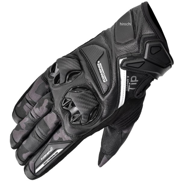 GK-234 コミネ KOMINE 春夏モデル プロテクトレザーメッシュグローブ ネオブラックカモ Lサイズ