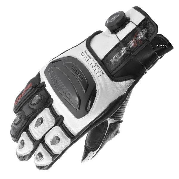 GK-254 コミネ KOMINE 春夏モデル ダイアルフィットスポーツレザーグローブ 白/黒 Sサイズ
