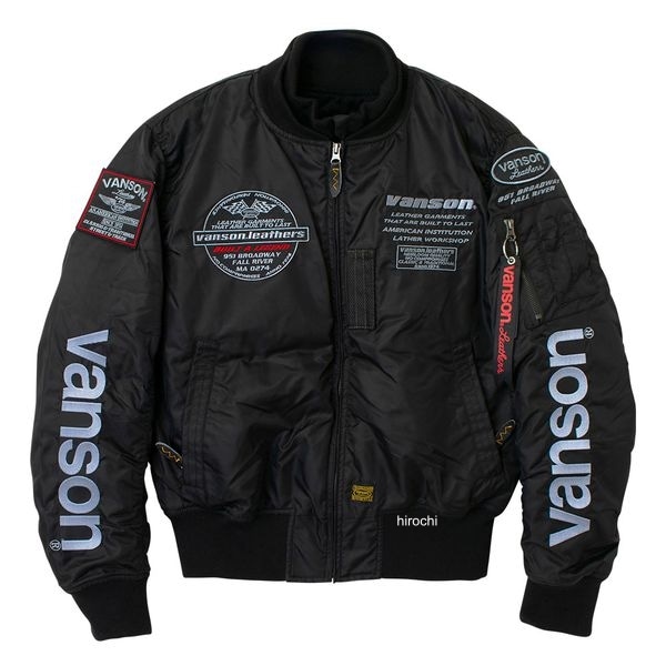 VS25108W バンソン VANSON 2025年秋冬モデル MA-1 ジャケット ブラック、シルバー Mサイズ