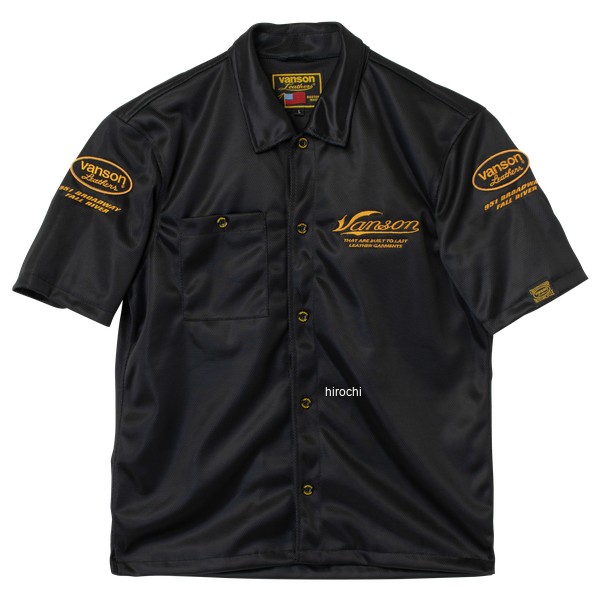 TVS2605S バンソン VANSON 2026年春夏モデル メッシュワークシャツ Mサイズ BK/YE