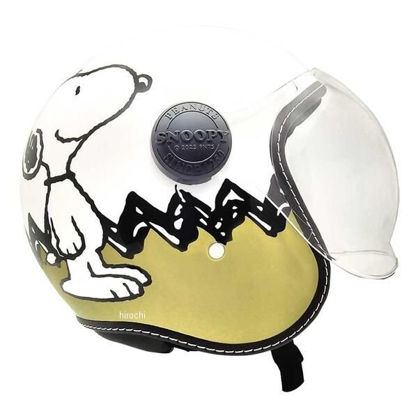 SNJ-113 アークス AXS SNOOPY Charlie Brown スヌーピー&チャーリー・ブラウン シールド付 ジェットヘルメット ベージュ 光沢あり SM