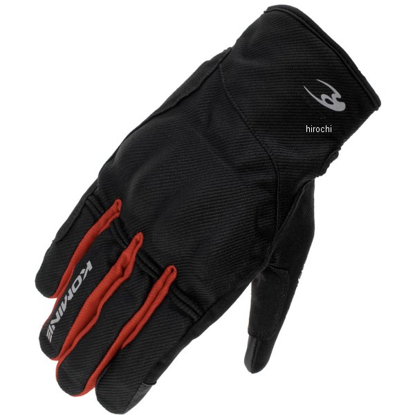 GK-2583 コミネ KOMINE 春夏モデル スーパーフィットプロテクトレイングローブ 黒/赤 Mサイズ