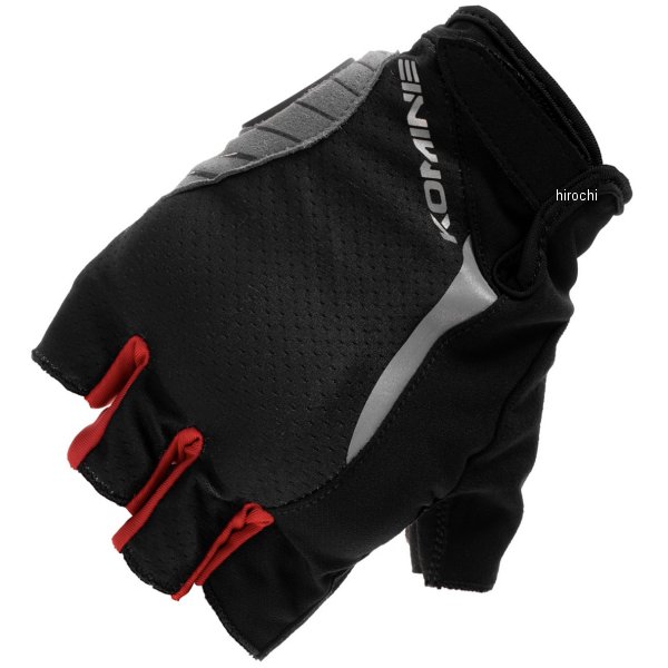 GK-2593 コミネ KOMINE 春夏モデル プロテクトフィンガーレスメッシュグローブ 黒/赤 Lサイズ