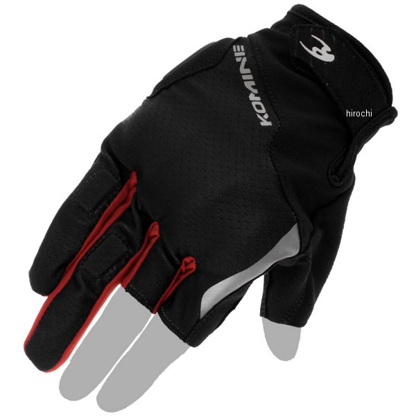 GK-2603 コミネ KOMINE 春夏モデル プロテクト3フィンガーレスメッシュグローブ 黒/赤 Lサイズ