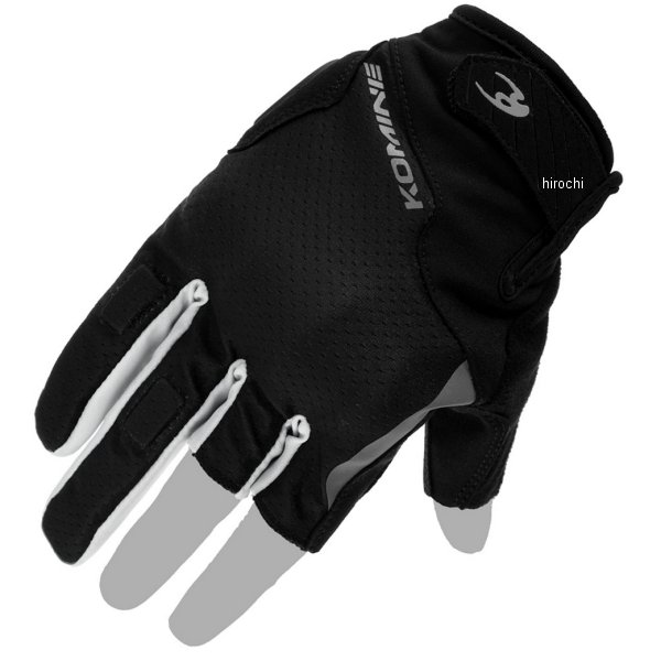GK-2603 コミネ KOMINE 春夏モデル プロテクト3フィンガーレスメッシュグローブ ライトグレー/黒 Lサイズ