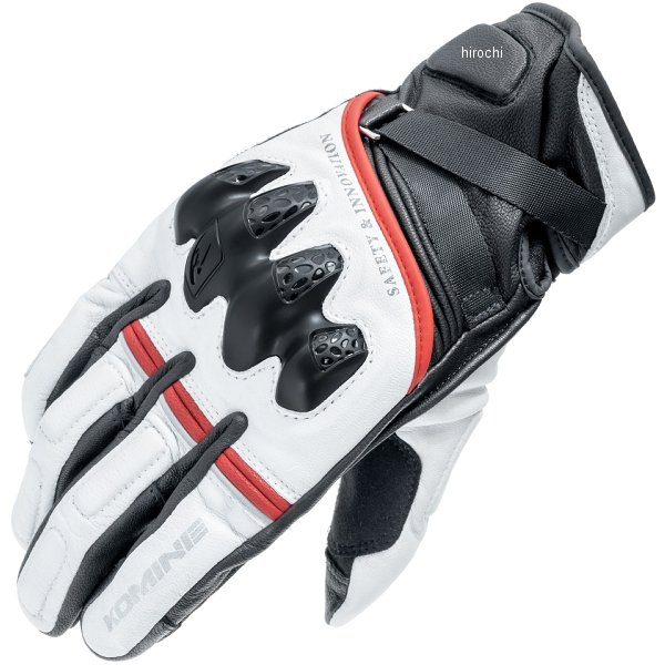GK-854 コミネ KOMINE 秋冬モデル レザープロテクトウォームグローブHG 白/黒 2XLサイズ