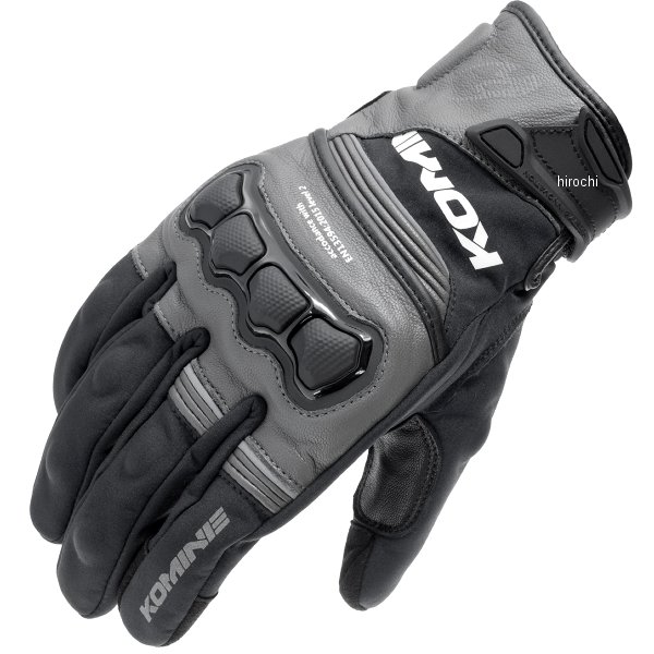 GK-856 コミネ KOMINE 秋冬モデル ハイプロテクトレザーウインドプルーフグローブHG ダークグレー Mサイズ