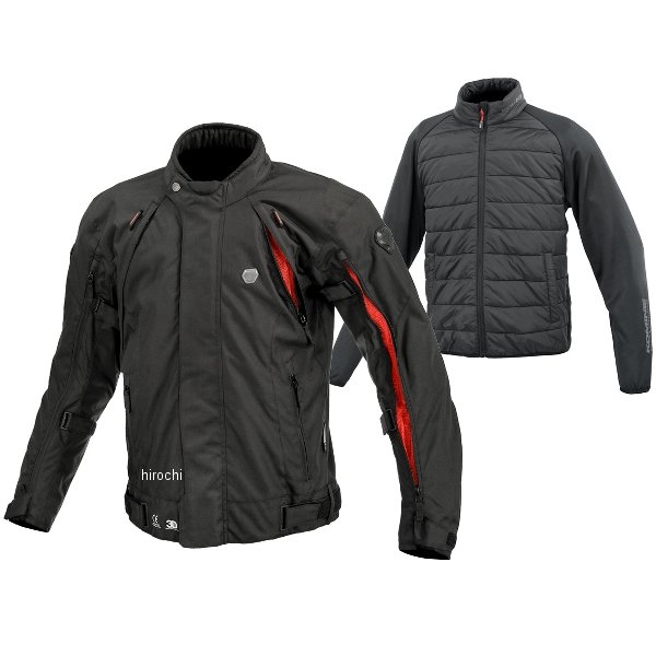 JK-5995 コミネ KOMINE 秋冬モデル フルイヤーシステムジャケットセット 黒/赤 Lサイズ
