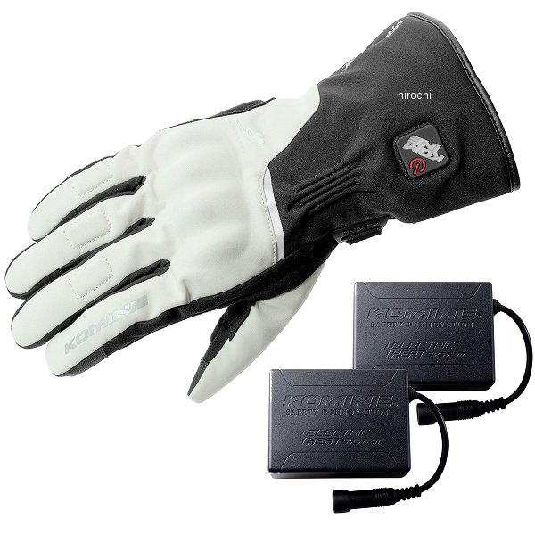 EK-2175 コミネ KOMINE 秋冬モデル プロテクトエレクトリックヒートグローブ セット ライトグレー Lサイズ