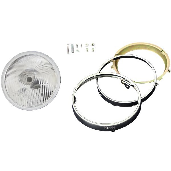 71-0049 ピーエムシー PMC BRIGHTEC ヘッドライト コンペックスタイプ 旧カワサキ系リム付き H4 180φ 汎用 クリア