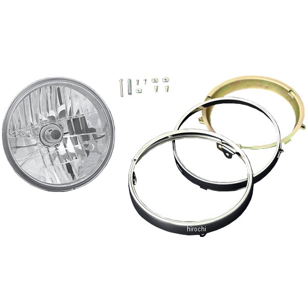 71-0100 S=710 ピーエムシー PMC BRIGHTEC マルチリフレクター ヘッドライト ラウンドタイプ 旧カワサキ系リム付き 黄 汎用 クリア