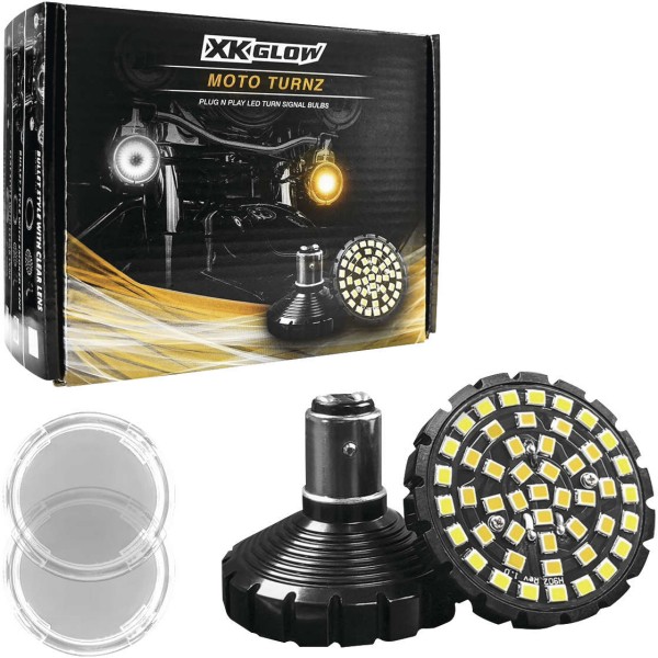 XK1157B-WA-C XKGLOW LEDウインカー レンズキット ダブル 1157 バレットスタイル用 クリアレンズ 白/アンバー