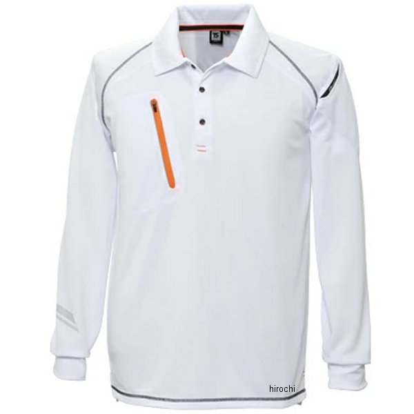 5075 TSデザイン FLASH 長袖ポロシャツ 白 LLサイズ