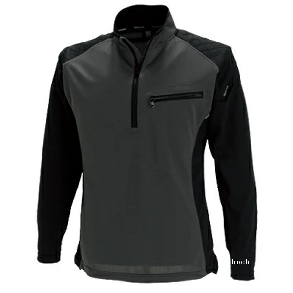 846305 TSデザイン ワークニットロングシャツ 黒/チャコールグレー 3Lサイズ