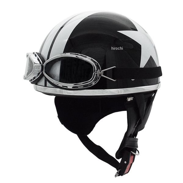 CL-950EX TNK工業 ゴーグル付きハーフヘルメット パールブラック/スター DEEP FREE 58-60cm未満