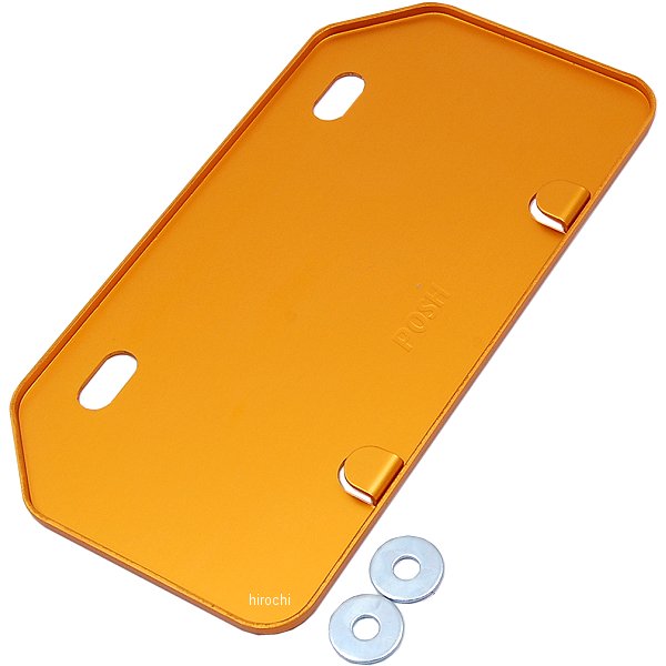 500192-04 ポッシュ POSH 山型ライセンスプレート 50cc-125cc Sサイズ アルミ ゴールド