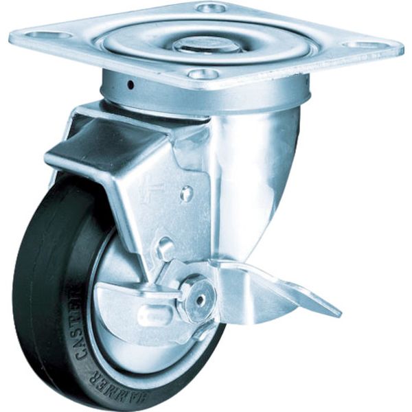513SRB125 367-1844 旋回式ゴム車輪(スチールホイール・ローラーベアリング)125mm ストッパー付