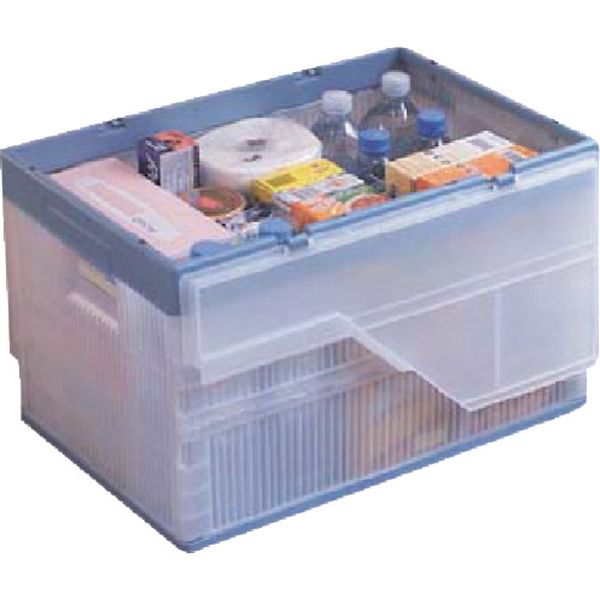 53L アイリスオーヤマ(株) IRIS 202733 フタ付おりたたみコンテナ 53L クリア/ブルー