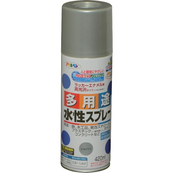 566355 824-9142 (株)アサヒペン アサヒペン 水性多用途スプレー 420ML シルバー