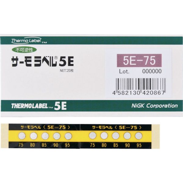 5E100 308-3373 日油技研工業(株) 日油技研 サーモラベル5点表示屋外対応型 不可逆性 100度