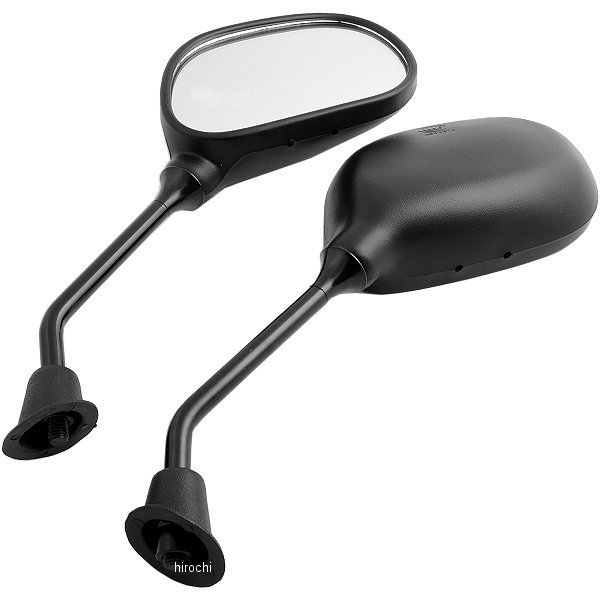 6013 NBS バイクパーツセンター ミラー 7号 楕円 ヤマハ 逆ネジ8mm 黒