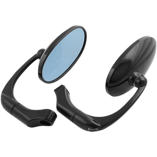 603126 NBS バイクパーツセンター ミラー 36号 バレンタイプ 黒 鏡面ブルー 左右セット