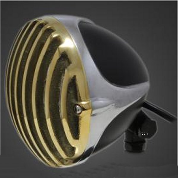 6091663 ガレージT&F 4.5インチスキャロップバードゲージヘッドライト&ステーキット タイプA スティード400 真鍮/コントラスト