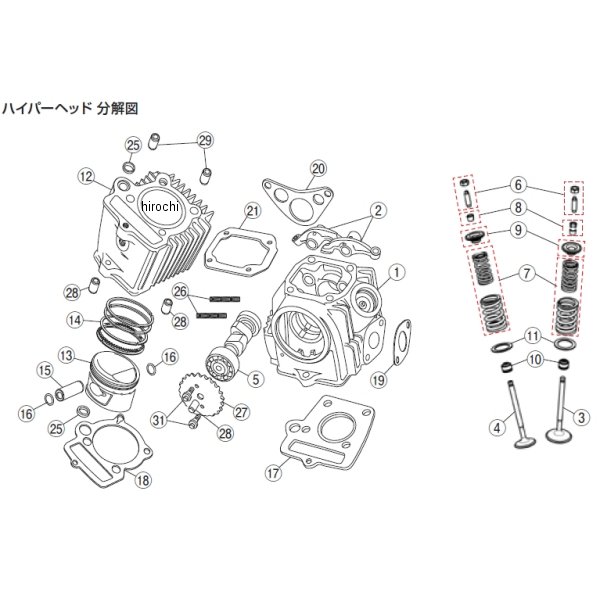 61926 デイトナ ハイパーヘッド用 補修部品 ロッカーアーム、スクリュー、ナット付 66679