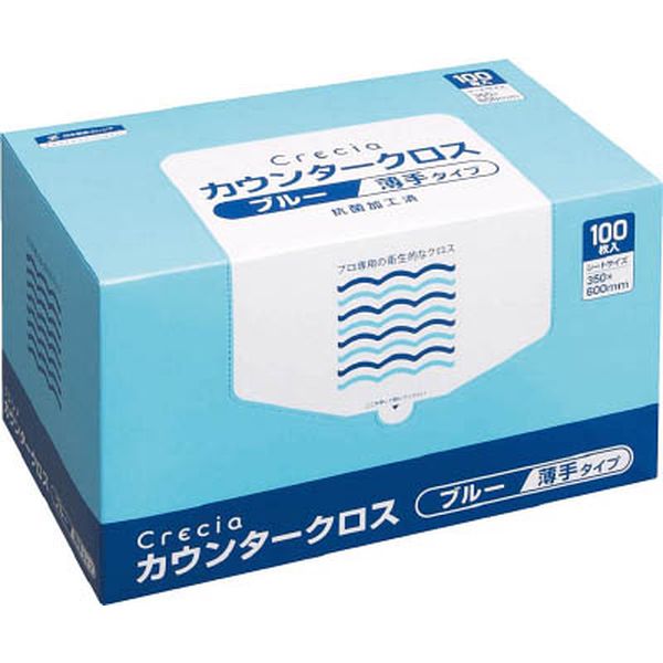 65433 493-0096 日本製紙クレシア(株) クレシア カウンタークロス 薄手タイプ ブルー