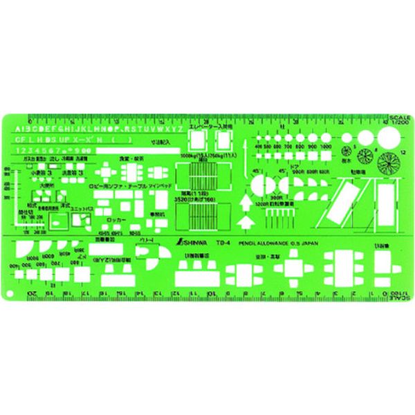 66010 147-6511 シンワ測定(株) シンワ テンプレート TD-4 建築記号定規 1/100・1/200