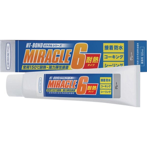 MIRACLE6TNGY120 683-5629 多用途弾性防水接着剤 Miracle6 耐熱タイプ グレー 120ml